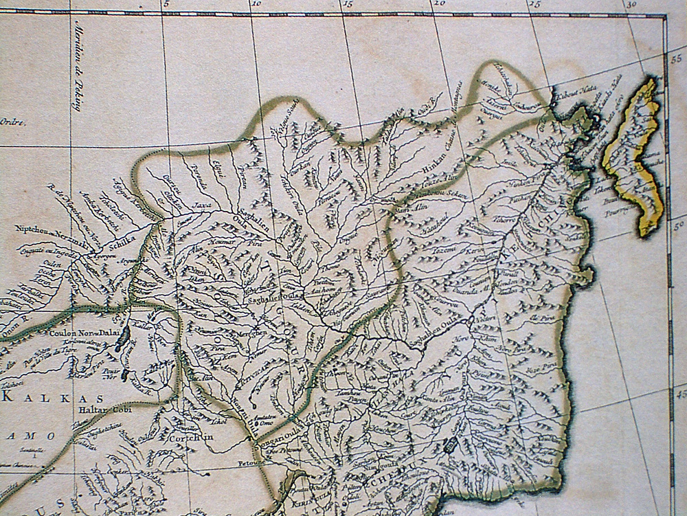 A 17th century French map of China by d’Anville, on which Albazin appears as Jaxa